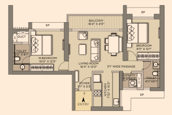 Kalpataru Advay Borivali West 2BHK Plan